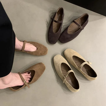 Xajzpa Brand New Women Flats Round Toe Shallow Slip On Ladies Casual Ballet Shoes Soft Leather Eelgant Dress Shoes Mujer Size